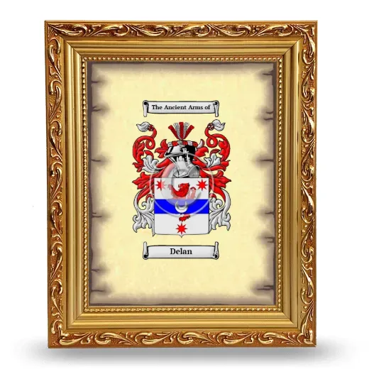Delan Coat of Arms Framed - Gold