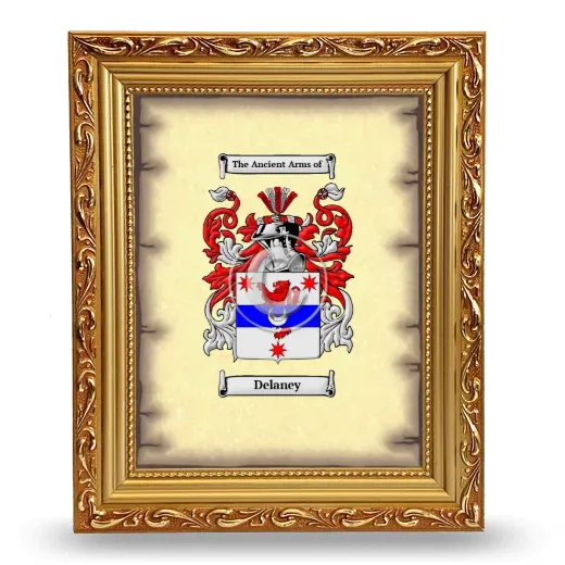 Delaney Coat of Arms Framed - Gold