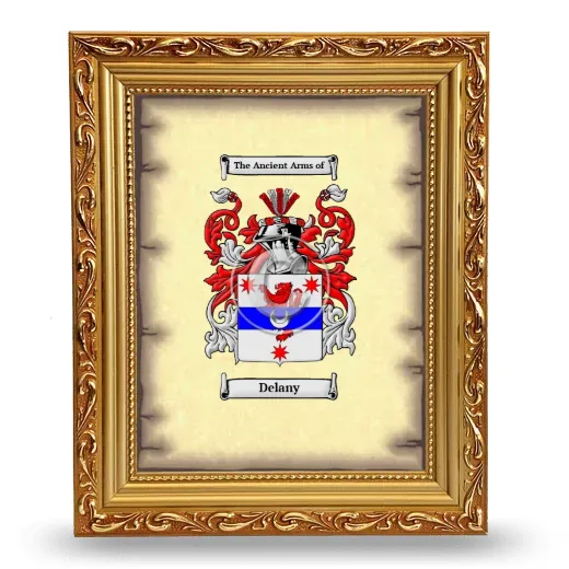 Delany Coat of Arms Framed - Gold