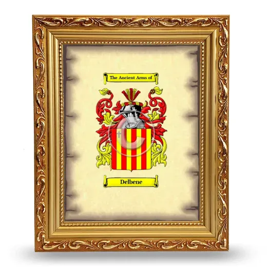 Delbene Coat of Arms Framed - Gold