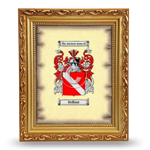 Delfont Coat of Arms Framed - Gold