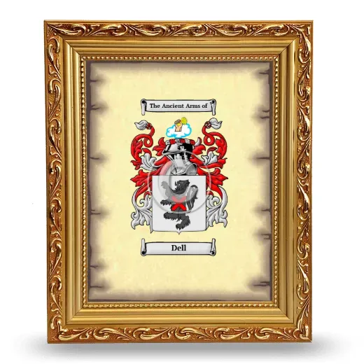 Dell Coat of Arms Framed - Gold