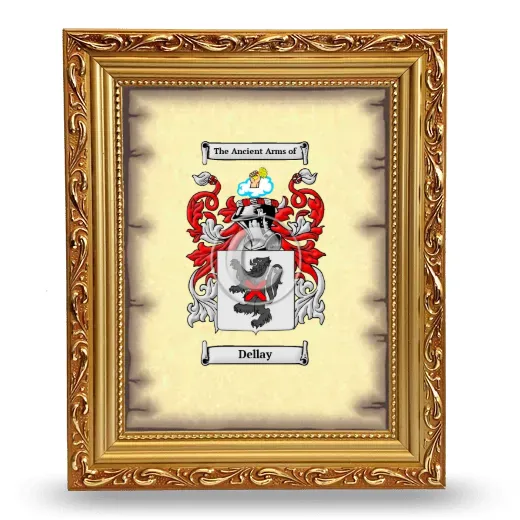 Dellay Coat of Arms Framed - Gold