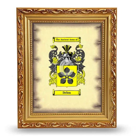 Delon Coat of Arms Framed - Gold