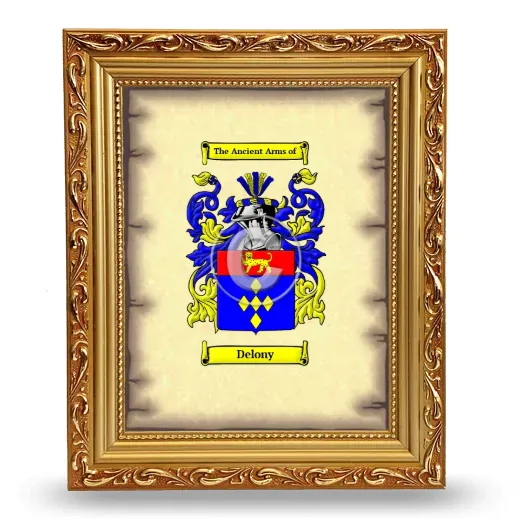 Delony Coat of Arms Framed - Gold