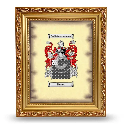 Denet Coat of Arms Framed - Gold