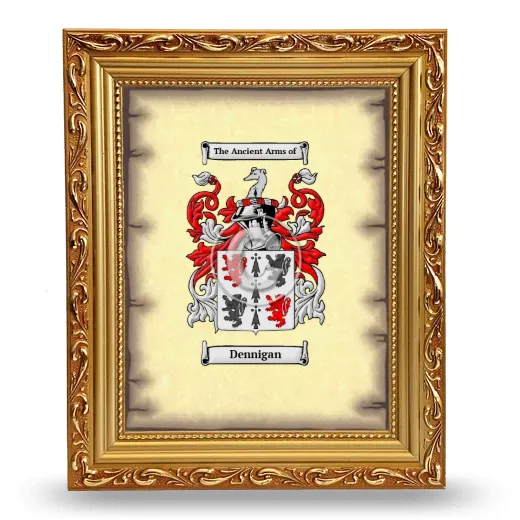 Dennigan Coat of Arms Framed - Gold