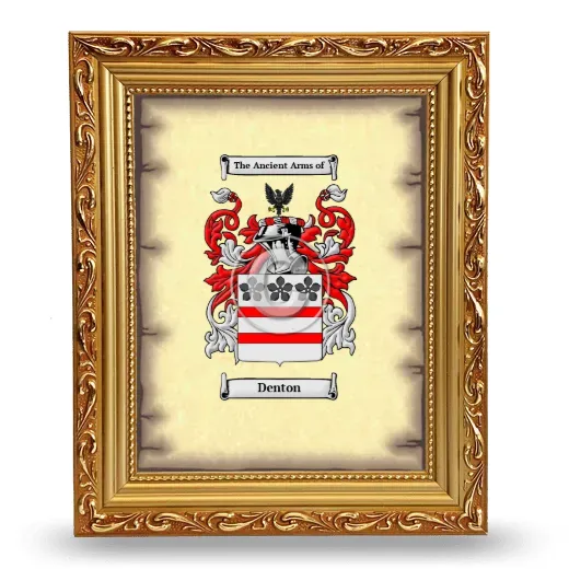 Denton Coat of Arms Framed - Gold