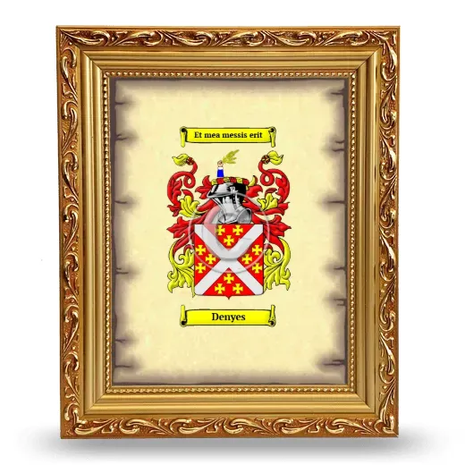 Denyes Coat of Arms Framed - Gold