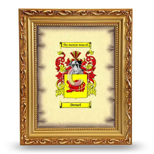 Deruel Coat of Arms Framed - Gold