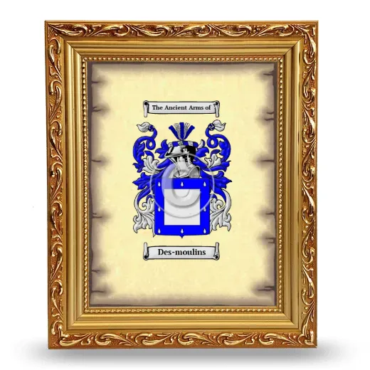 Des-moulins Coat of Arms Framed - Gold