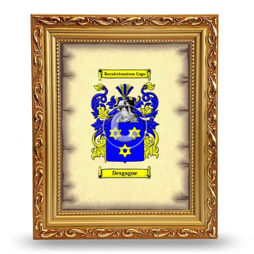 Desgagne Coat of Arms Framed - Gold