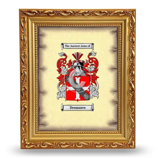 Desmares Coat of Arms Framed - Gold