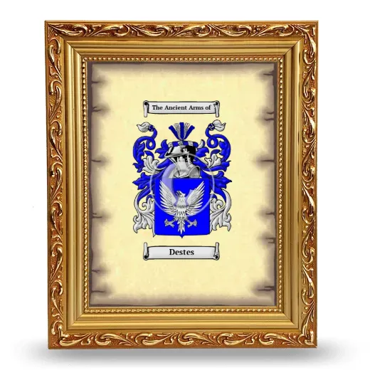 Destes Coat of Arms Framed - Gold