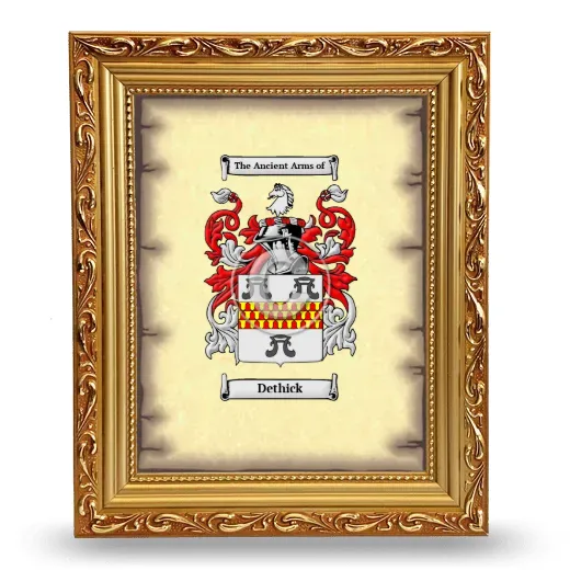 Dethick Coat of Arms Framed - Gold