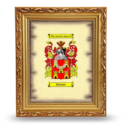 Detorre Coat of Arms Framed - Gold
