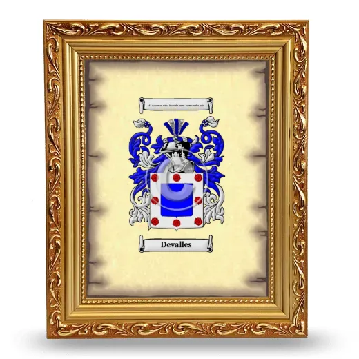 Devalles Coat of Arms Framed - Gold