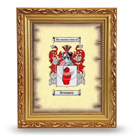 Devanney Coat of Arms Framed - Gold