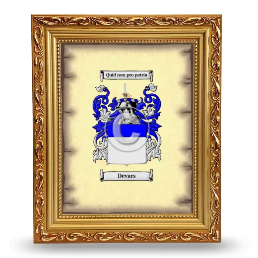 Devars Coat of Arms Framed - Gold