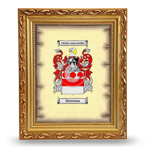Devereau Coat of Arms Framed - Gold