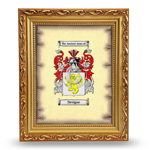 Devigne Coat of Arms Framed - Gold