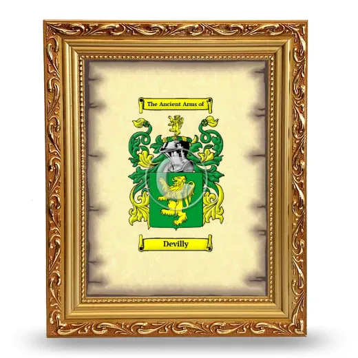 Devilly Coat of Arms Framed - Gold