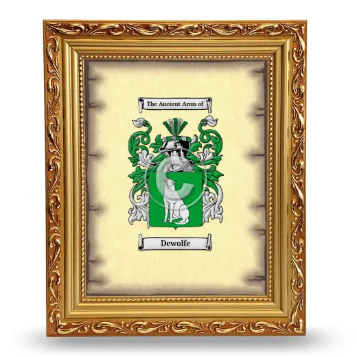 Dewolfe Coat of Arms Framed - Gold