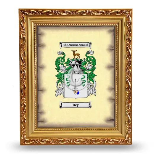 Dey Coat of Arms Framed - Gold