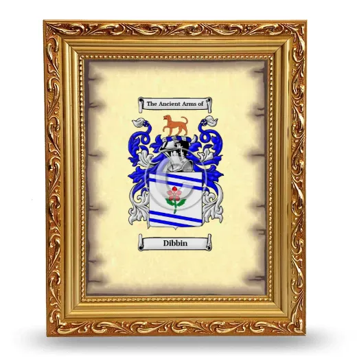 Dibbin Coat of Arms Framed - Gold
