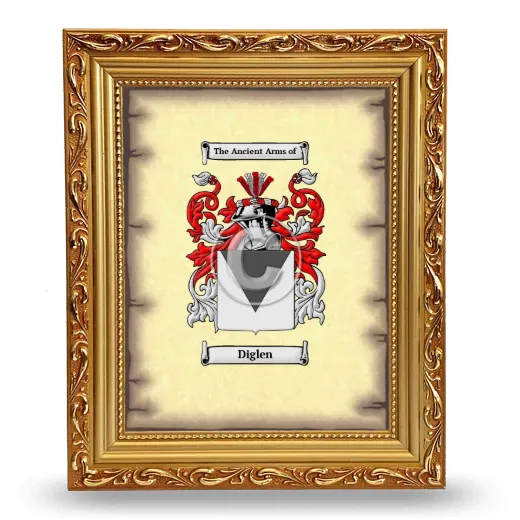 Diglen Coat of Arms Framed - Gold