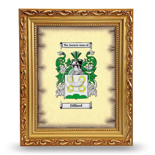 Dilliard Coat of Arms Framed - Gold