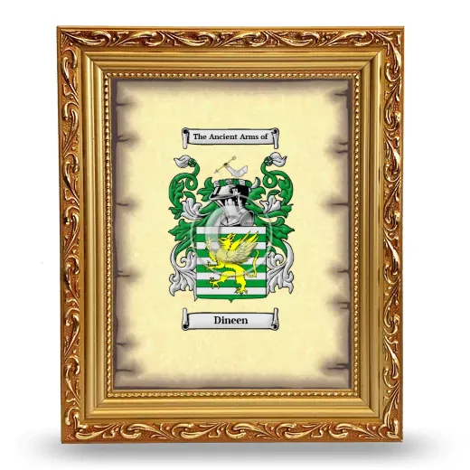 Dineen Coat of Arms Framed - Gold