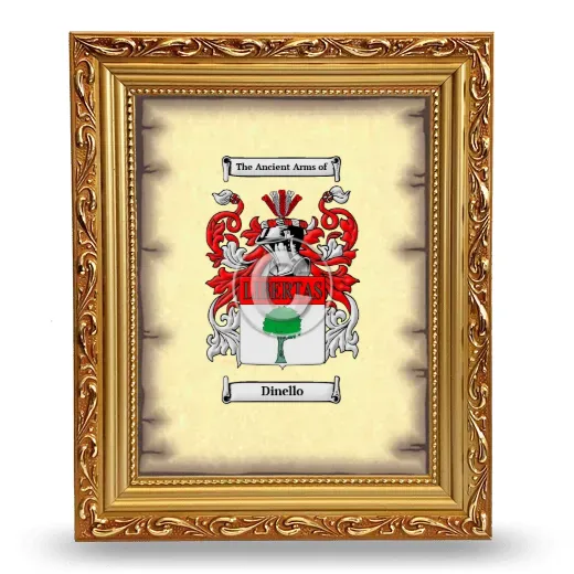 Dinello Coat of Arms Framed - Gold