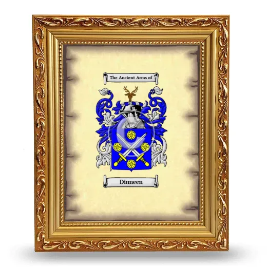 Dinneen Coat of Arms Framed - Gold