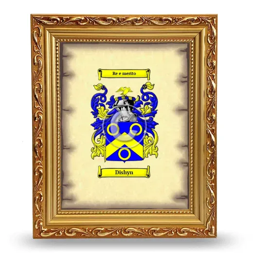 Dishyn Coat of Arms Framed - Gold