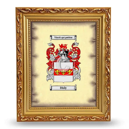 Disly Coat of Arms Framed - Gold