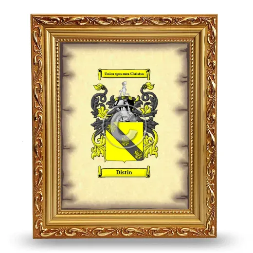 Distin Coat of Arms Framed - Gold