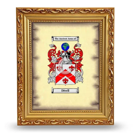 Divell Coat of Arms Framed - Gold