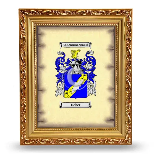 Dober Coat of Arms Framed - Gold