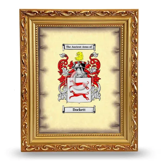 Dockett Coat of Arms Framed - Gold