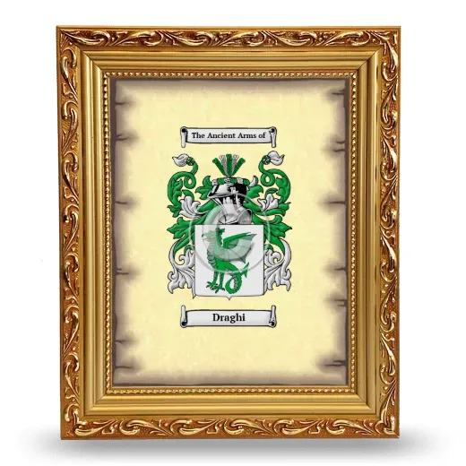 Draghi Coat of Arms Framed - Gold