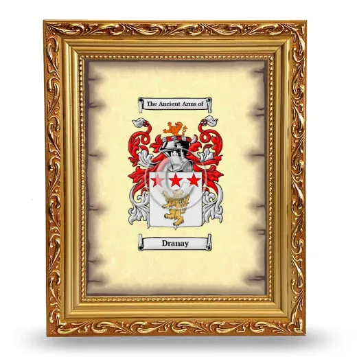 Dranay Coat of Arms Framed - Gold