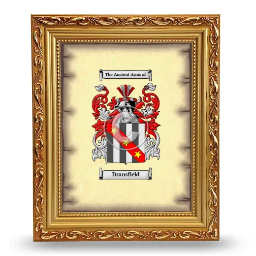 Dransfield Coat of Arms Framed - Gold