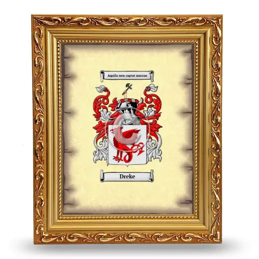 Dreke Coat of Arms Framed - Gold