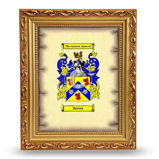 Drever Coat of Arms Framed - Gold