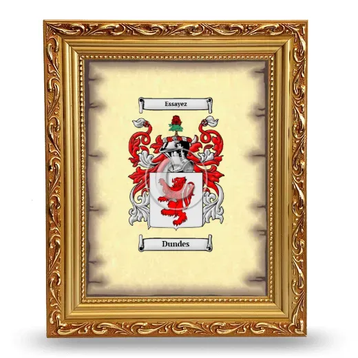 Dundes Coat of Arms Framed - Gold
