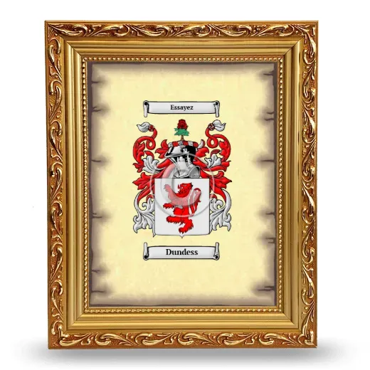 Dundess Coat of Arms Framed - Gold