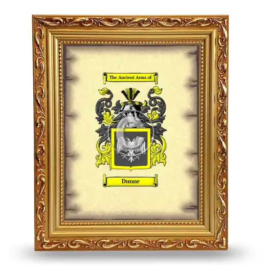 Dunne Coat of Arms Framed - Gold
