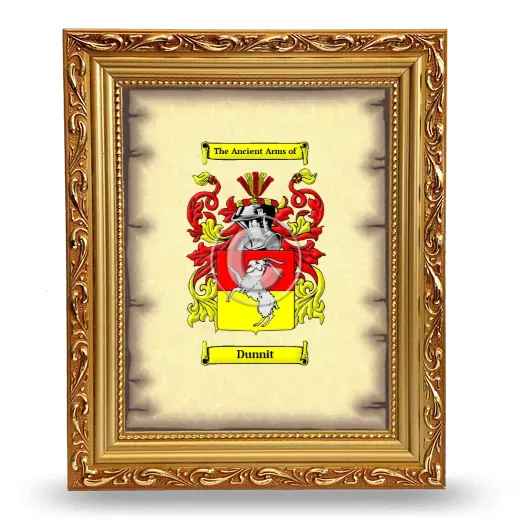 Dunnit Coat of Arms Framed - Gold