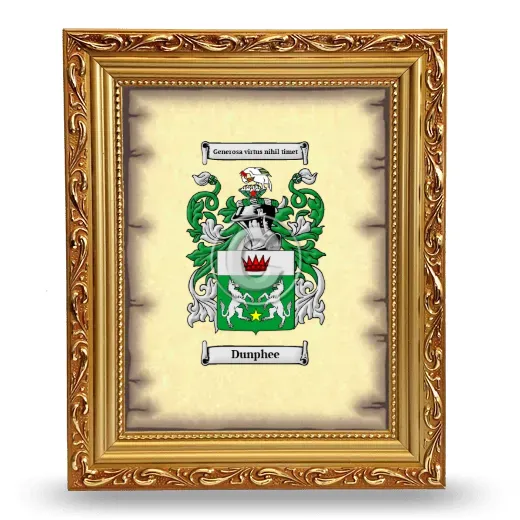 Dunphee Coat of Arms Framed - Gold
